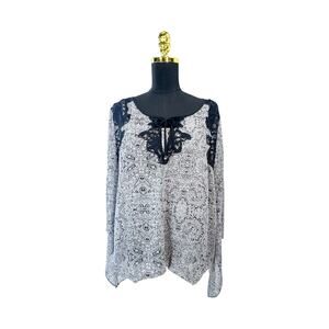 Women's Alfani Lace Accent Bubble Blouse | Size XL |